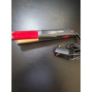 CHI Turbo Ceramic Flat Iron Hair Straightener 1 Inch Adjustable Heat Black Red